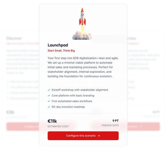 B2B-Starterkit-Konzept mit modularen Plattform-Elementen