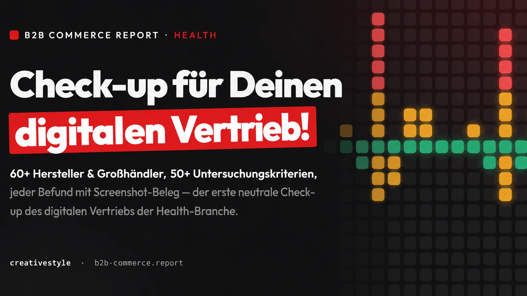 Interaktive Plattform des B2B Commerce Report Health mit dem Benchmark zum digitalen Reifegrad des Gesundheitsmarkts