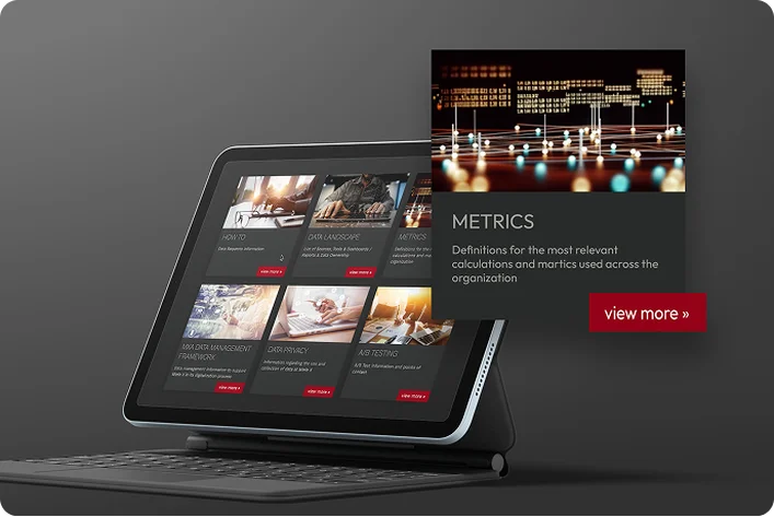 Integrierte Wissensdatenbank-Oberfläche auf Tablet- und Laptop-Bildschirm