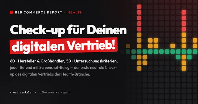 Interaktive Plattform des B2B Commerce Report Health mit dem Benchmark zum digitalen Reifegrad des Gesundheitsmarkts