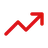 Red upward-trending arrow on a white background, symbolizing growth or increase.